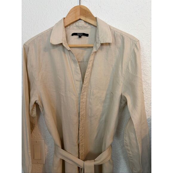 Quince European Flax Linen Belted Long Sleeve Shirtdress in Sand Size M - Picture 4 of 10
